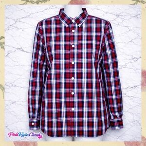 CHAPS 90s Plaid Oxford Collar Button Down Long Sleeve Shirt Women’s XL